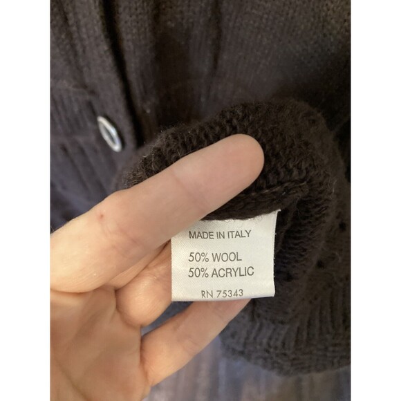 Hekla & Co Women's Cardigan Brown Ruffle Neck Long Sleeve Size Medium Wool Blend - Picture 6 of 8